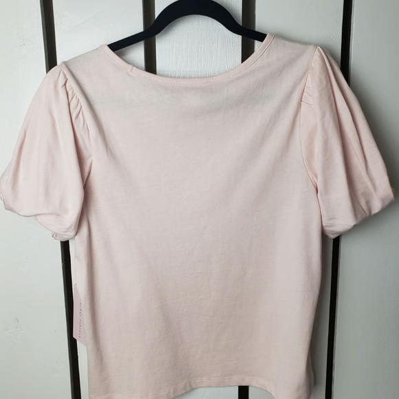 Rachel Parcell Pink Frosty Puff Bubble Sleeve Shirt MED Preppy Romantic Coquette - Picture 3 of 9